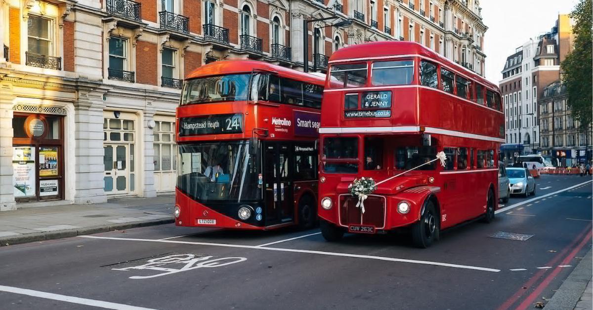 Two London Double-Decker Buses in Length